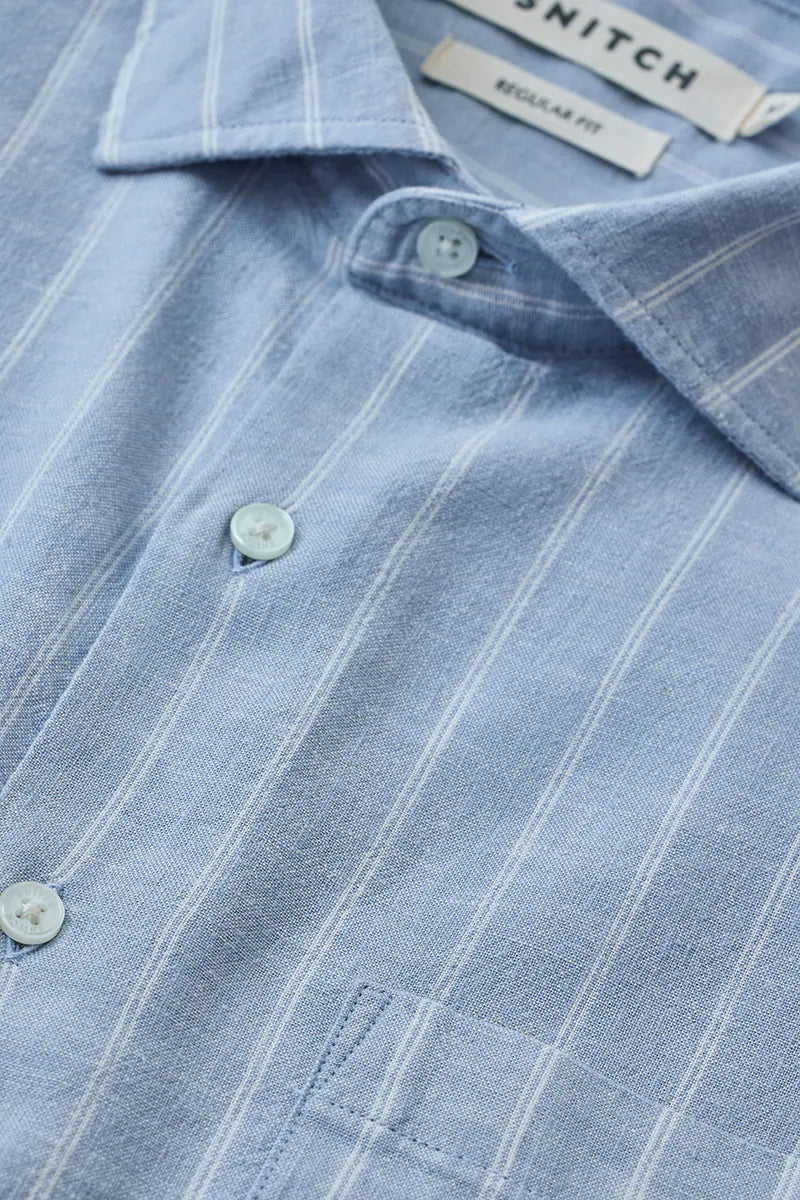 Linen Blend Regular Fit Stripes Shirt