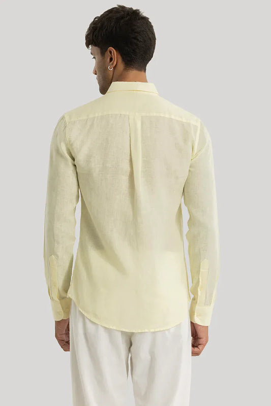 Elementary Yellow Plain 100% Linen Shirt
