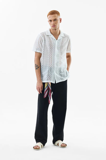Sonsie White Crochet Shirt