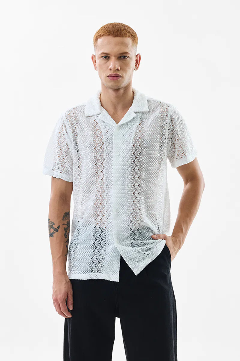 Sonsie White Crochet Shirt