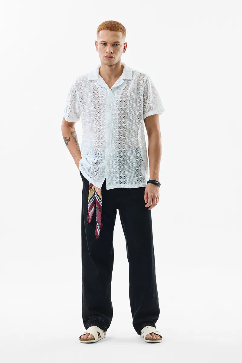 Sonsie White Crochet Shirt