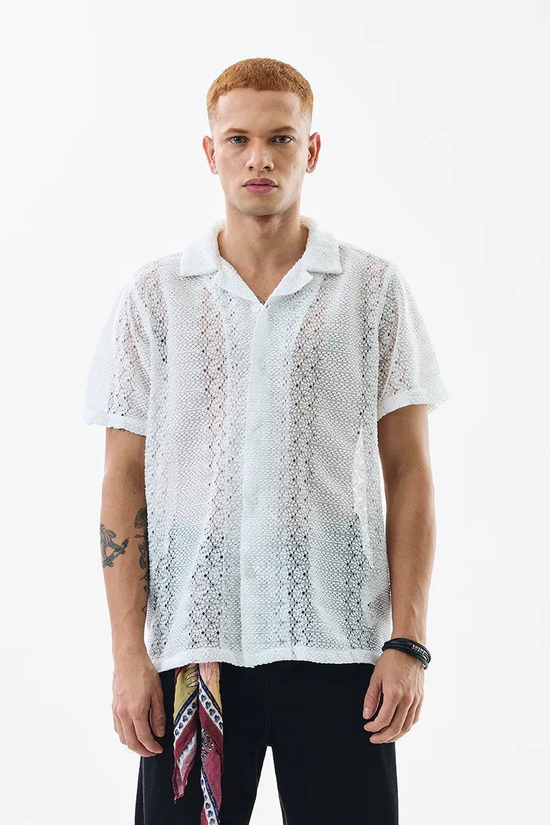 Sonsie White Crochet Shirt