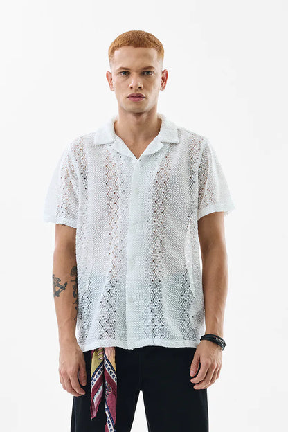 Sonsie White Crochet Shirt