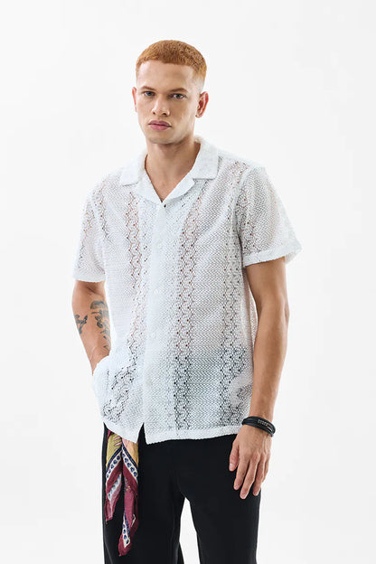 Sonsie White Crochet Shirt