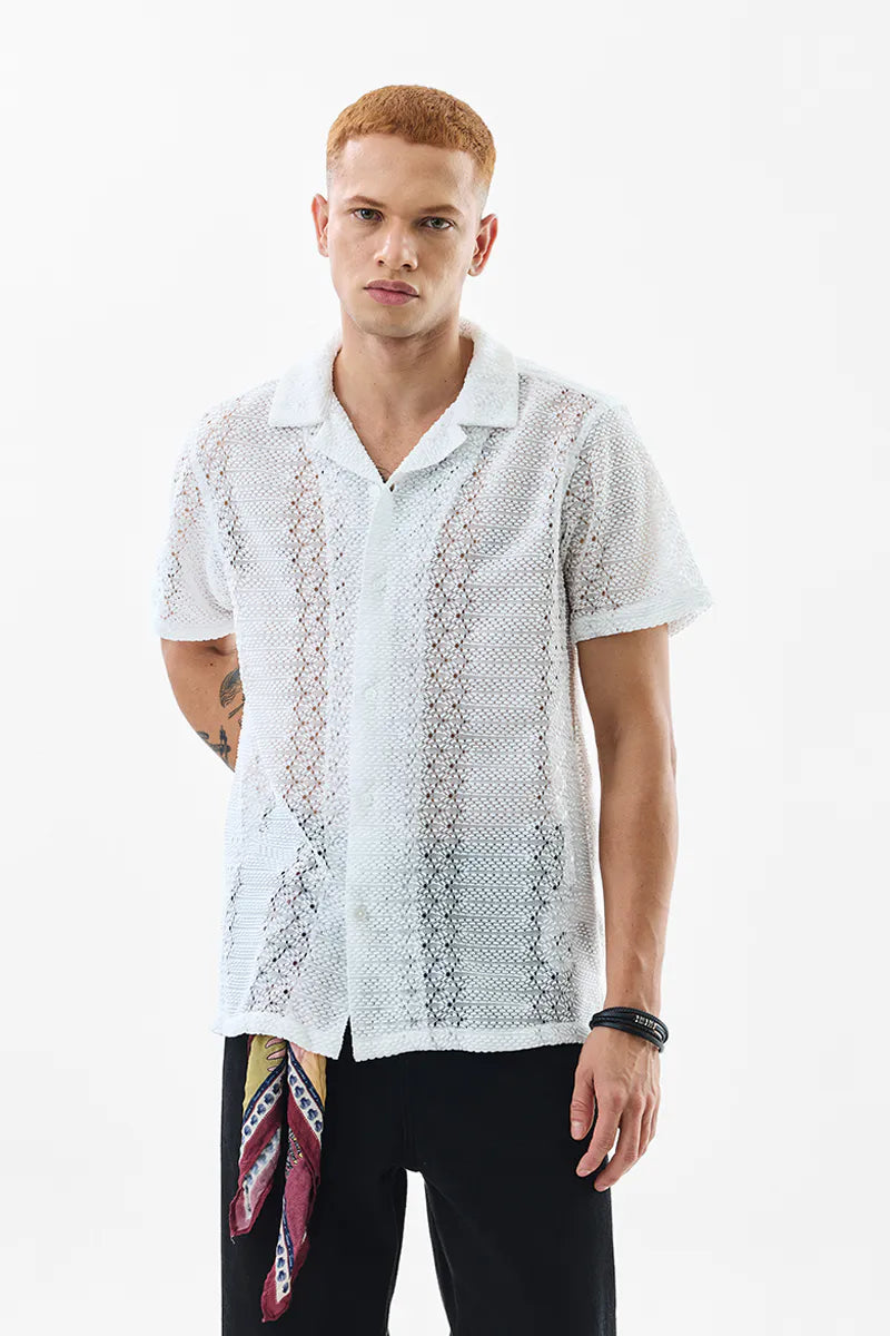 Sonsie White Crochet Shirt