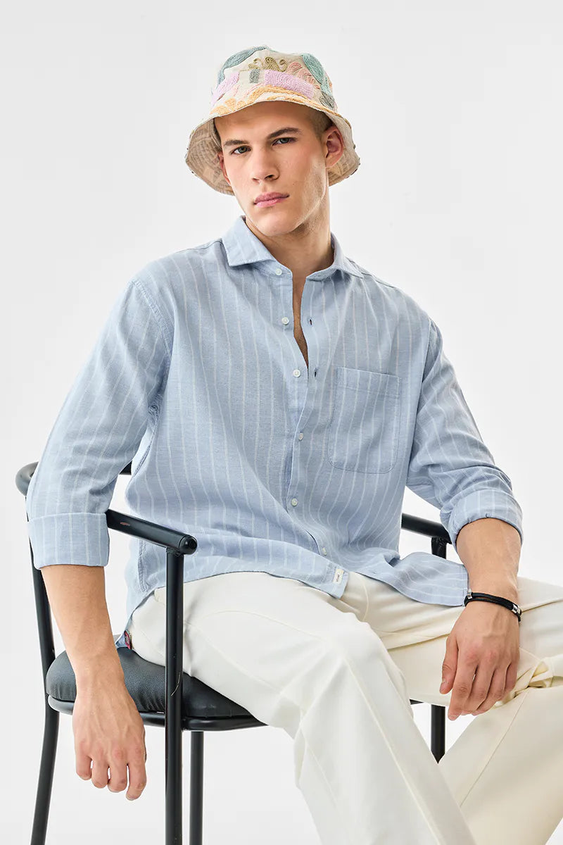 Linen Blend Regular Fit Stripes Shirt