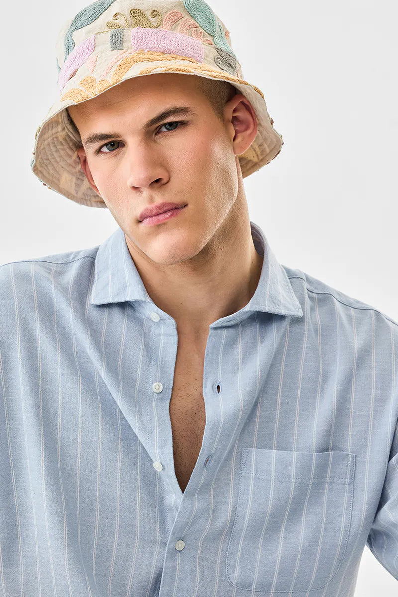 Linen Blend Regular Fit Stripes Shirt