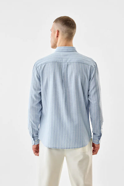 Linen Blend Regular Fit Stripes Shirt
