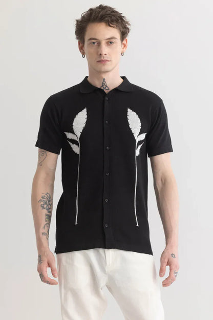 Plumaleaf Black Knitted Shirt