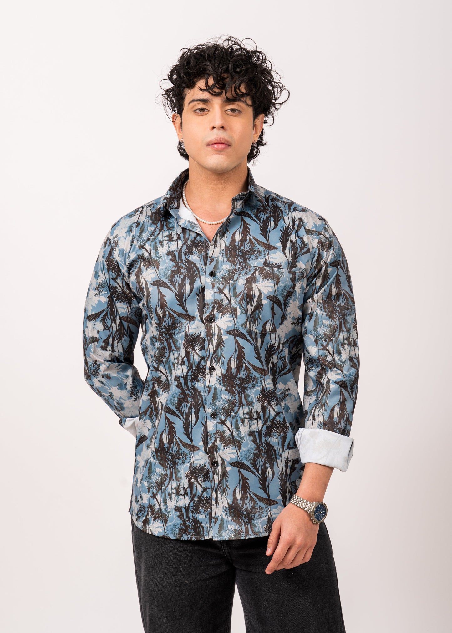 Men’s Midnight Fern Blue Printed Shirt