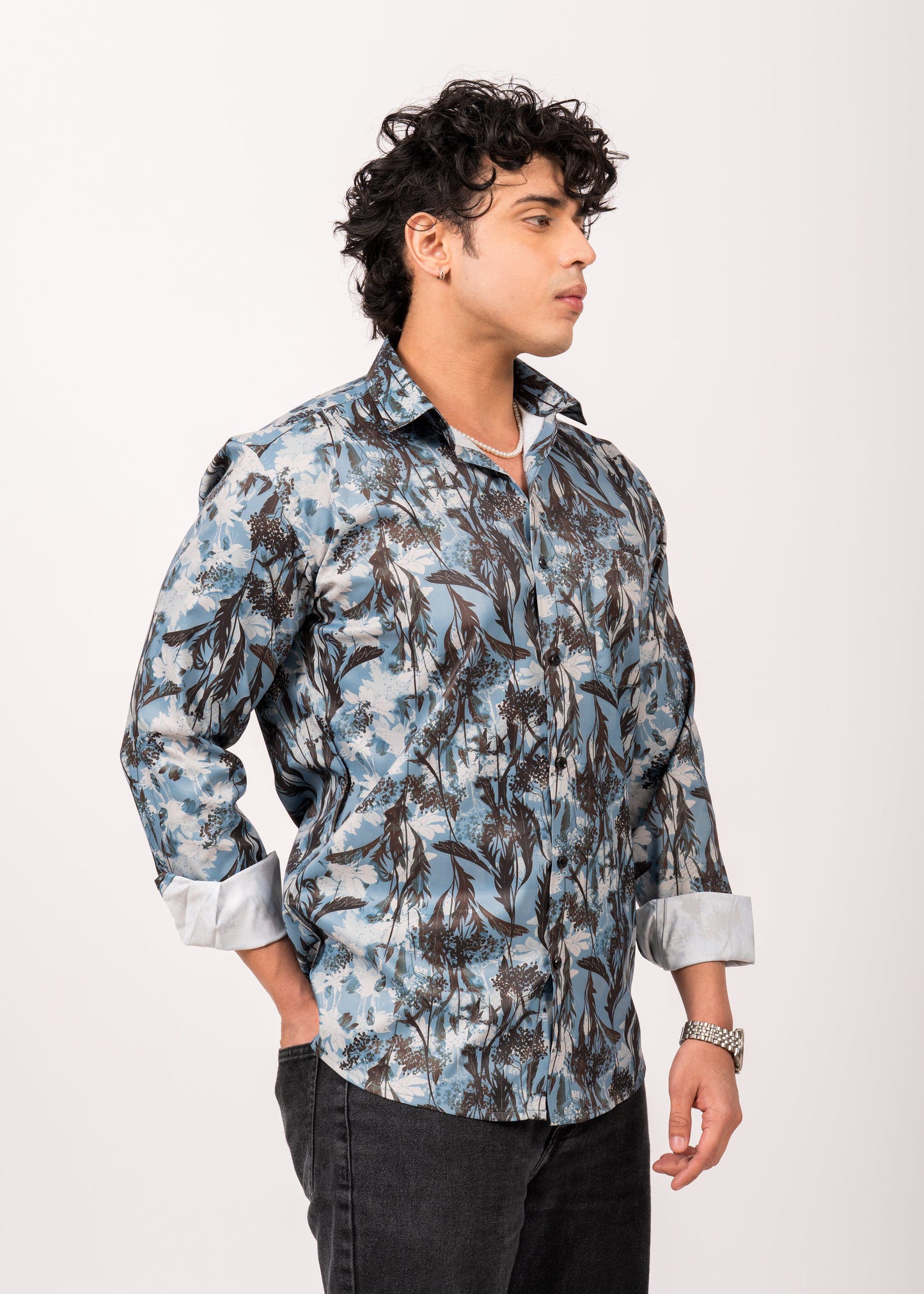 Men’s Midnight Fern Blue Printed Shirt