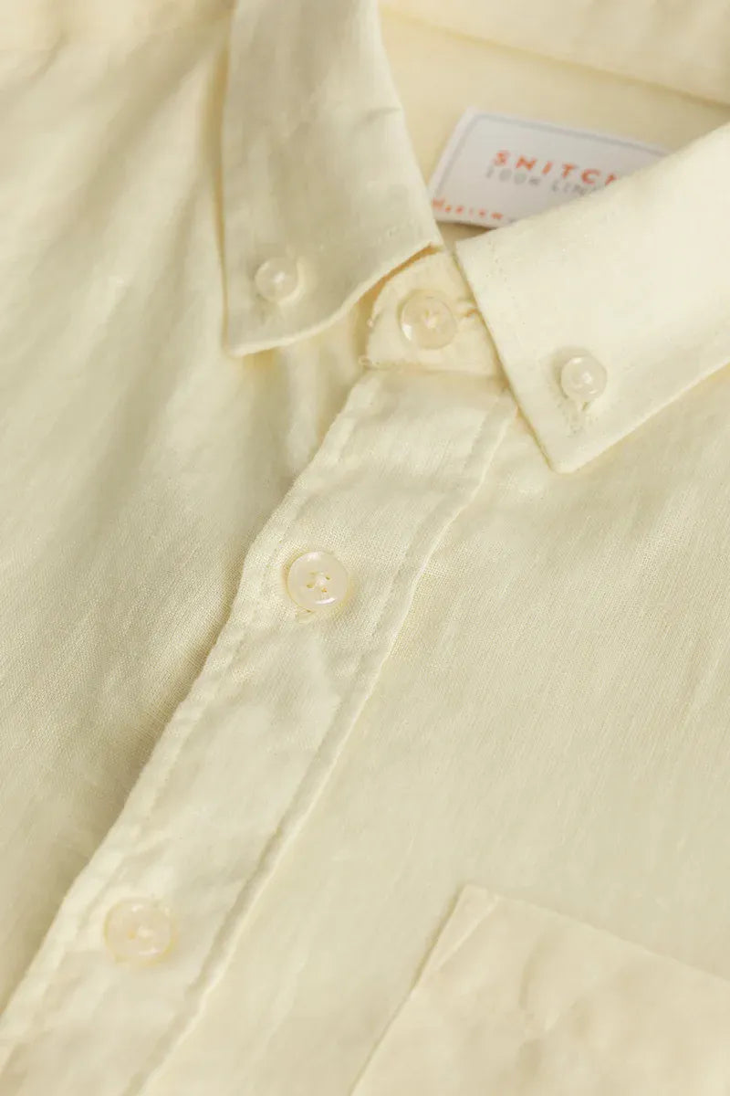 Elementary Yellow Plain 100% Linen Shirt
